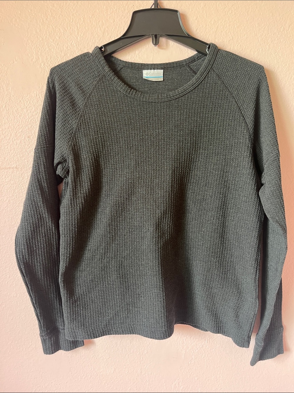 Columbia Women's Long Sleeve Waffle Knit Top Charcoal Gray